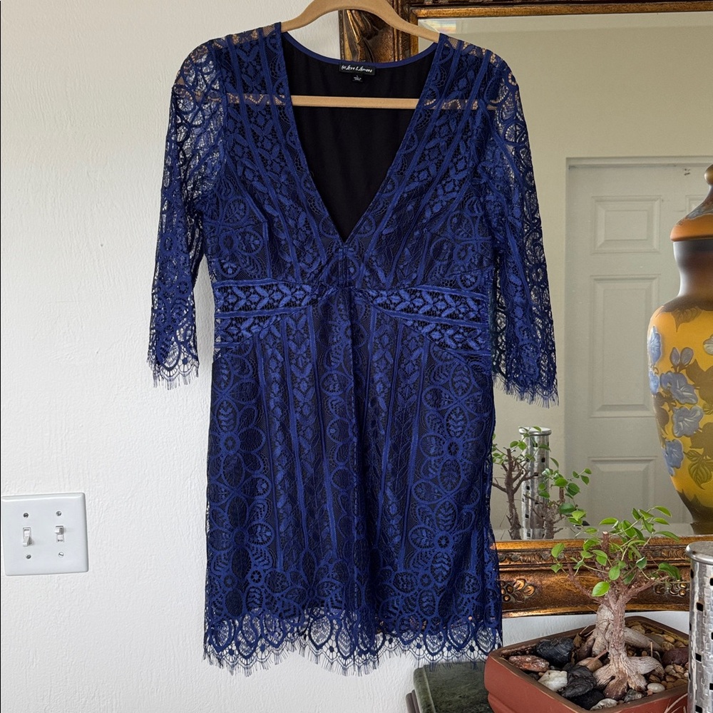 Elegant Blue Lace Dress